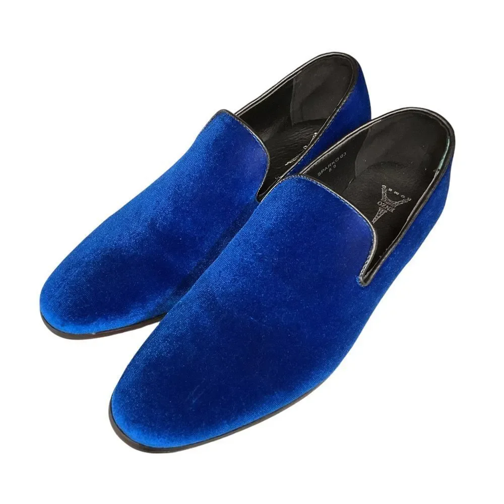 Enzo Men's Sparko 03 Royal Blue Velvet Loafers Size 8.5 Slip‎ On Shoes Classic